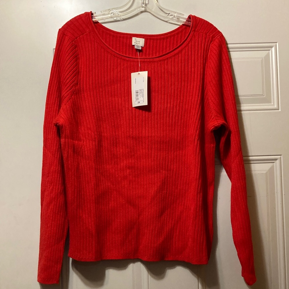 a new day Scarlet Ribbed Sweater 2X‎ NWT